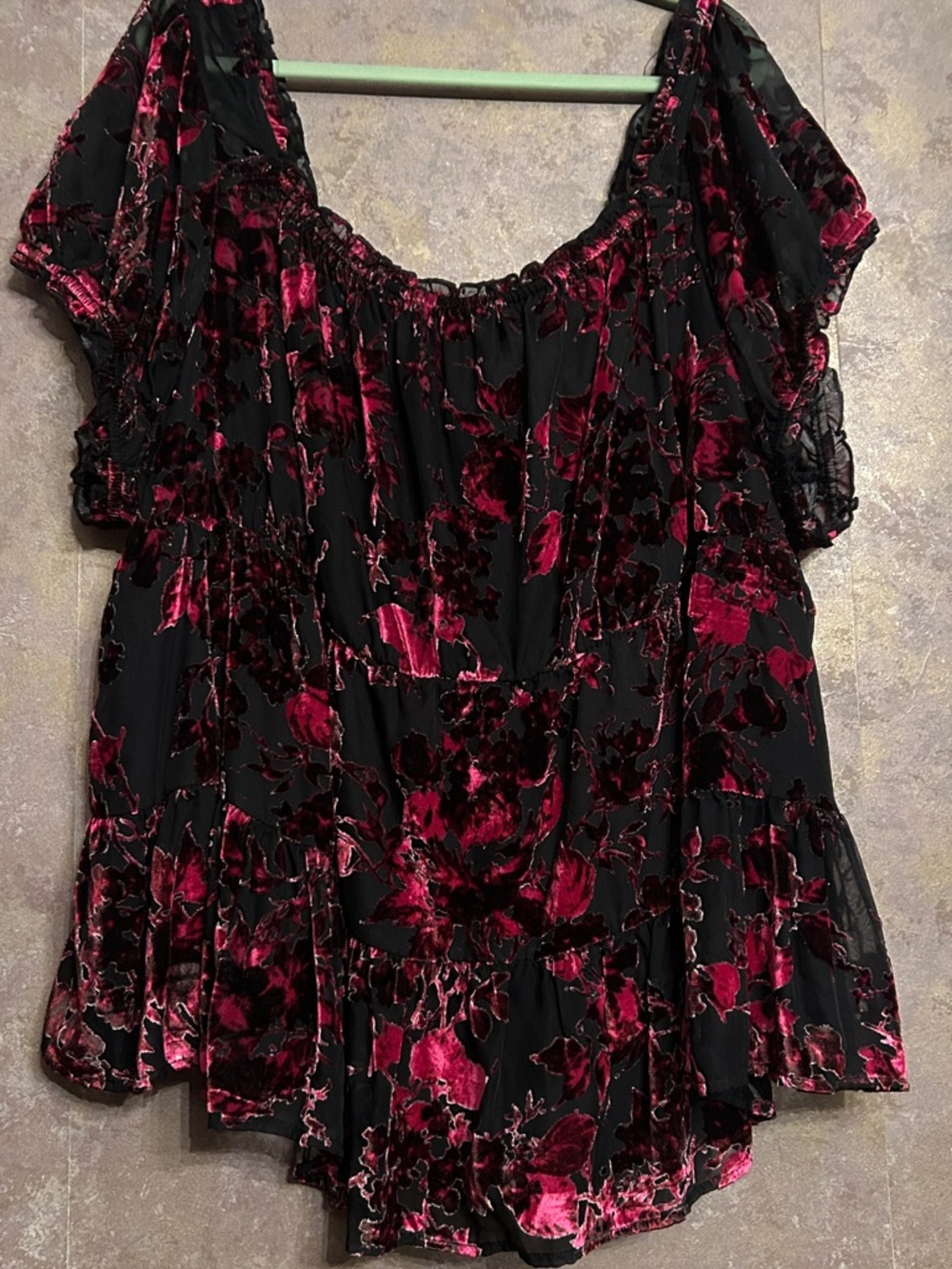 TORRID BABYDOLL VELVET TIERED TOP